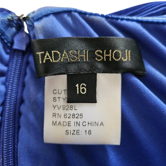 Women's Tadashi Shoji Blue Long Off The Shoulder Bow Evening Gown Dress 16 FLAW - Picture 9 of 12